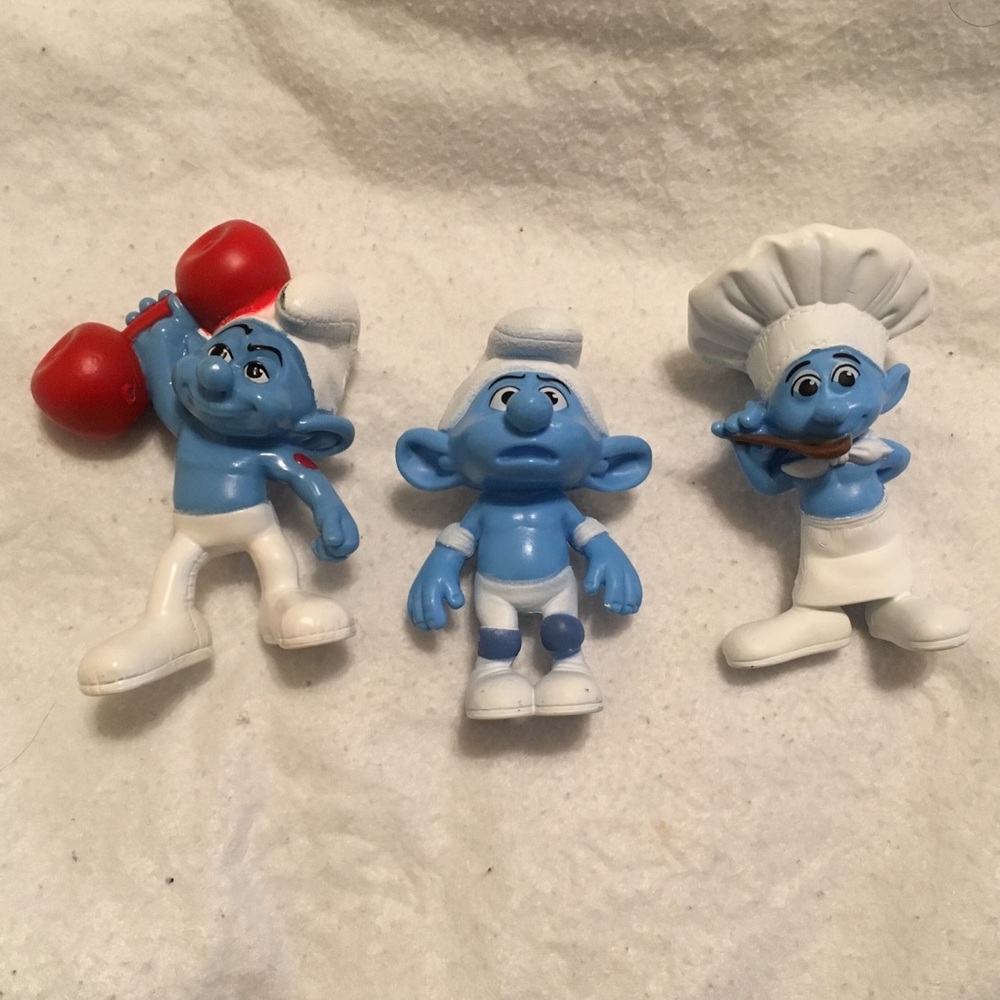 SMURFS action figures, Hefty, Panicky, Chef, McDonalds toys happy meal kids 2011